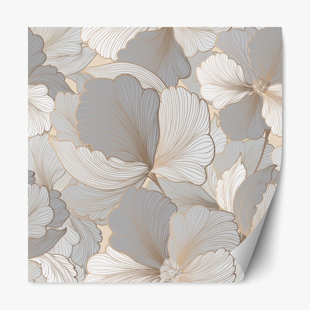 Pegatina reposicionable arte floral en tonos neutros y líneas doradas – Pixers® Pegatina reposicionable arte floral en tonos neutros y líneas doradas – Pixers®