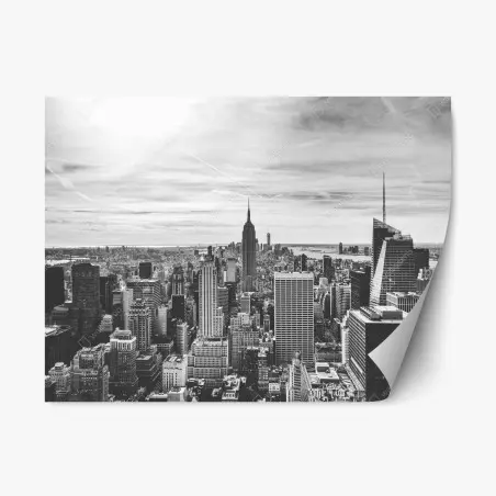 Pegatina reposicionable panorama urbano de Nueva York en blanco y negro – Pixers®