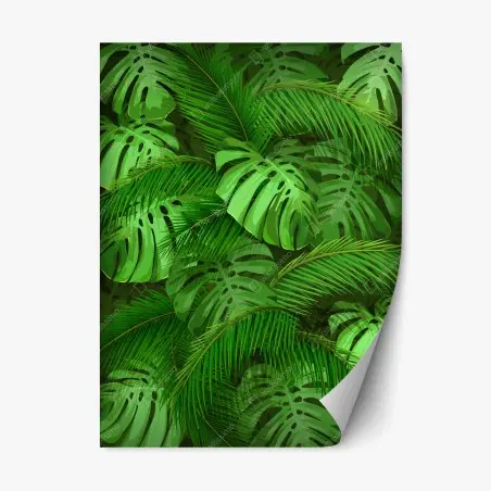 Pegatina reposicionable fondo de hojas tropicales verdes – Pixers®
