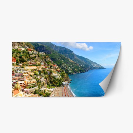 Pegatina reposicionable encantadora vista de Positano en la costa – Pixers®