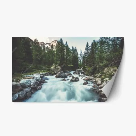 Pegatina reposicionable río alpino en Valle Ferret, Italia – Pixers®