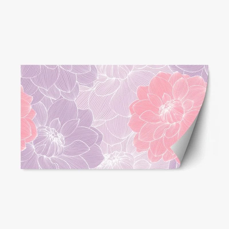 Pegatina reposicionable flores lineales en tonos pastel