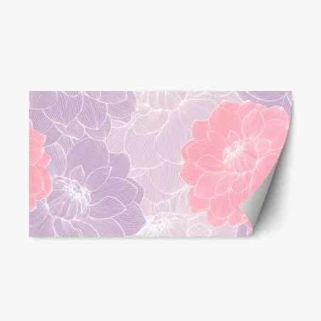 Pegatina reposicionable flores lineales en tonos pastel – Pixers®