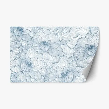 Pegatina reposicionable patrón floral lineal azul – Pixers®