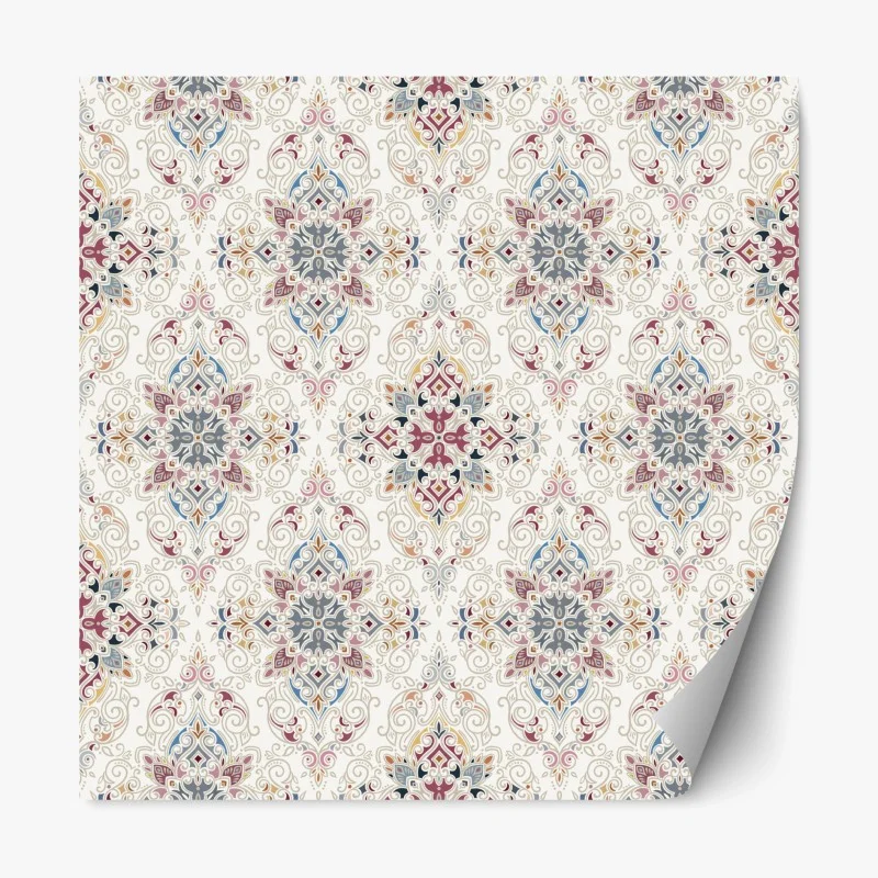 Pegatina reposicionable motivo damasco ornamental en tonos pastel