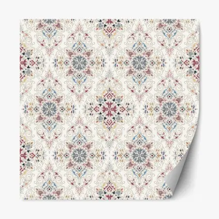 Pegatina reposicionable motivo damasco ornamental en tonos pastel – Pixers®