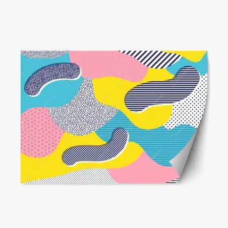 Pegatina reposicionable diseño colorido estilo Memphis con formas orgánicas – Pixers®
