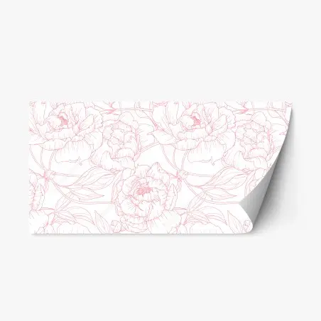 Pegatina reposicionable patrón floral de peonías en líneas rosa – Pixers®