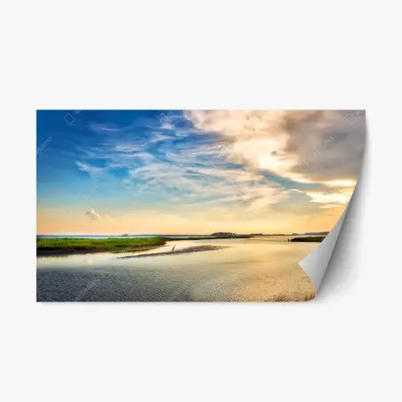 Pegatina reposicionable garza azul en la puesta de sol en Chesapeake Bay, Maryland – Pixers®