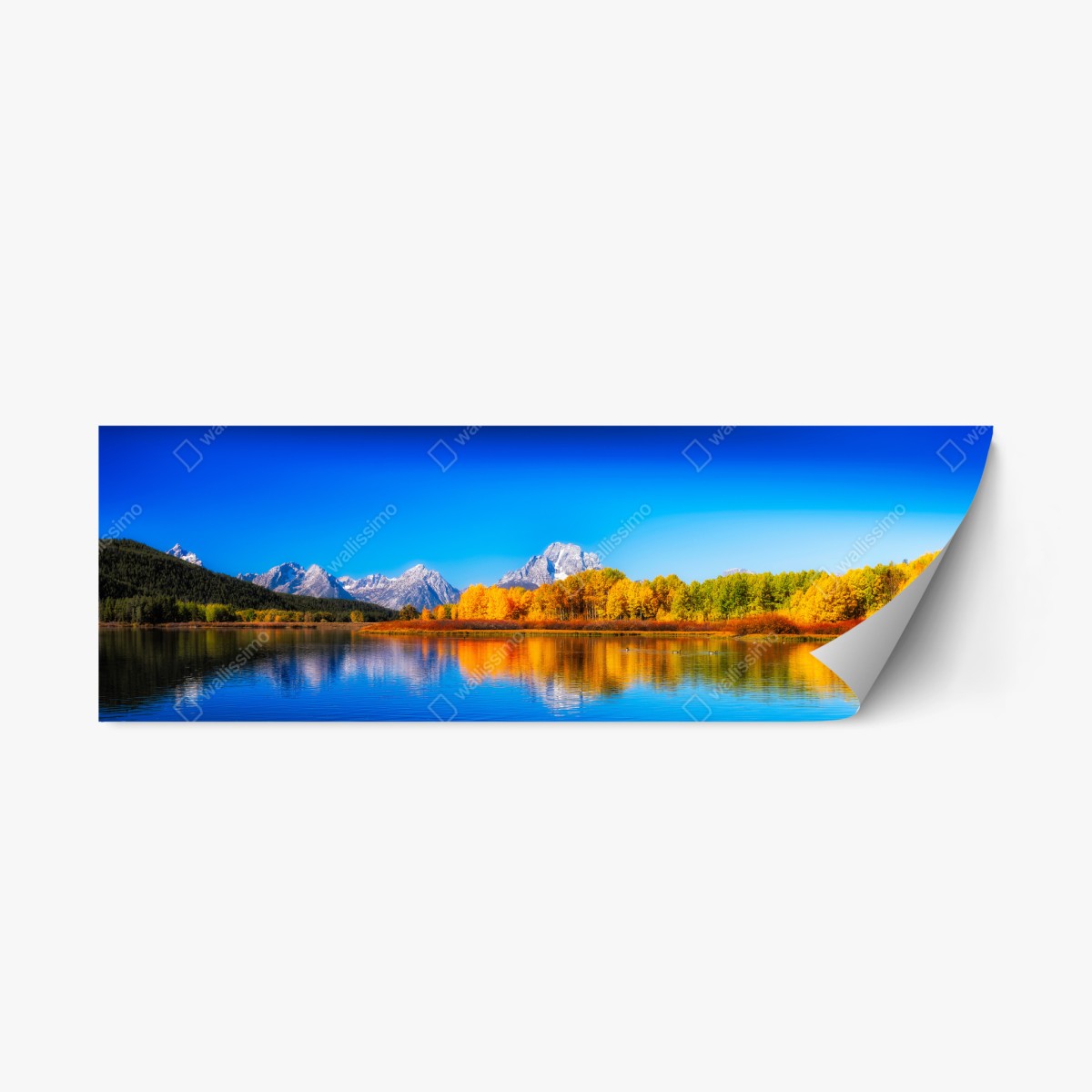 Pegatina reposicionable reflejos otoñales en el lago montañoso – Pixers®