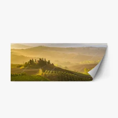 Pegatina reposicionable amanecer dorado en Val d'Orcia, Toscana – Pixers®