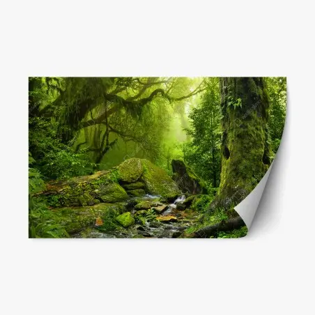 Pegatina reposicionable refugio verde en el bosque – Pixers®