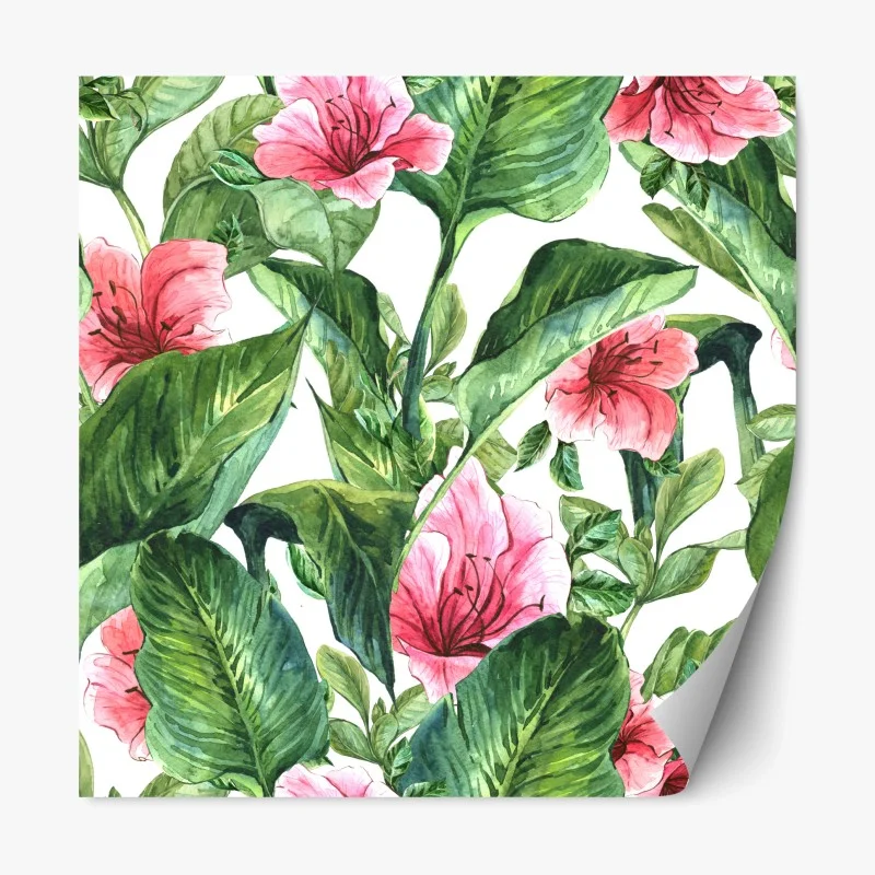 Pegatina reposicionable estampado botánico de flores tropicales