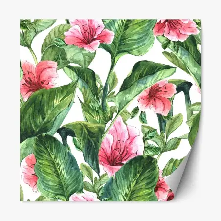 Pegatina reposicionable estampado botánico de flores tropicales – Pixers®