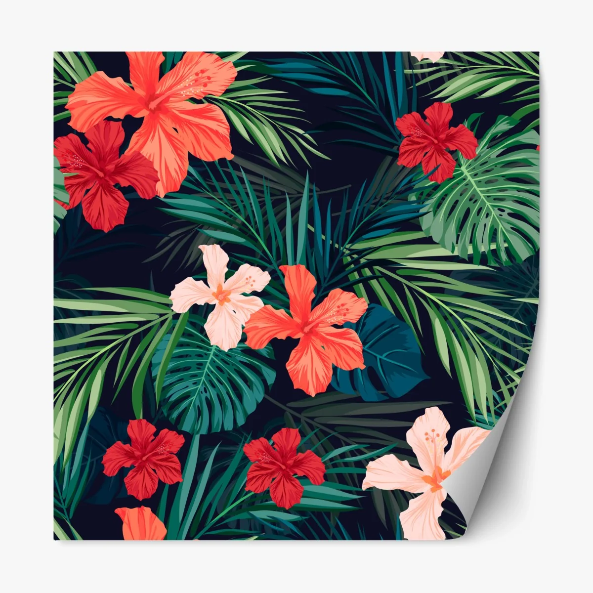 Pegatina reposicionable estampado tropical de hibiscos y hojas – Pixers® Pegatina reposicionable estampado tropical de hibiscos y hojas – Pixers®
