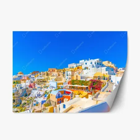 Pegatina reposicionable vistas panorámicas de Oia, Santorini – Pixers®