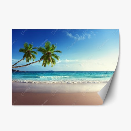 Pegatina reposicionable puesta de sol en la playa del Caribe – Pixers®