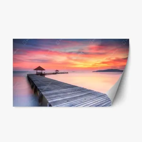 Pegatina reposicionable muelle sereno al amanecer – Pixers®