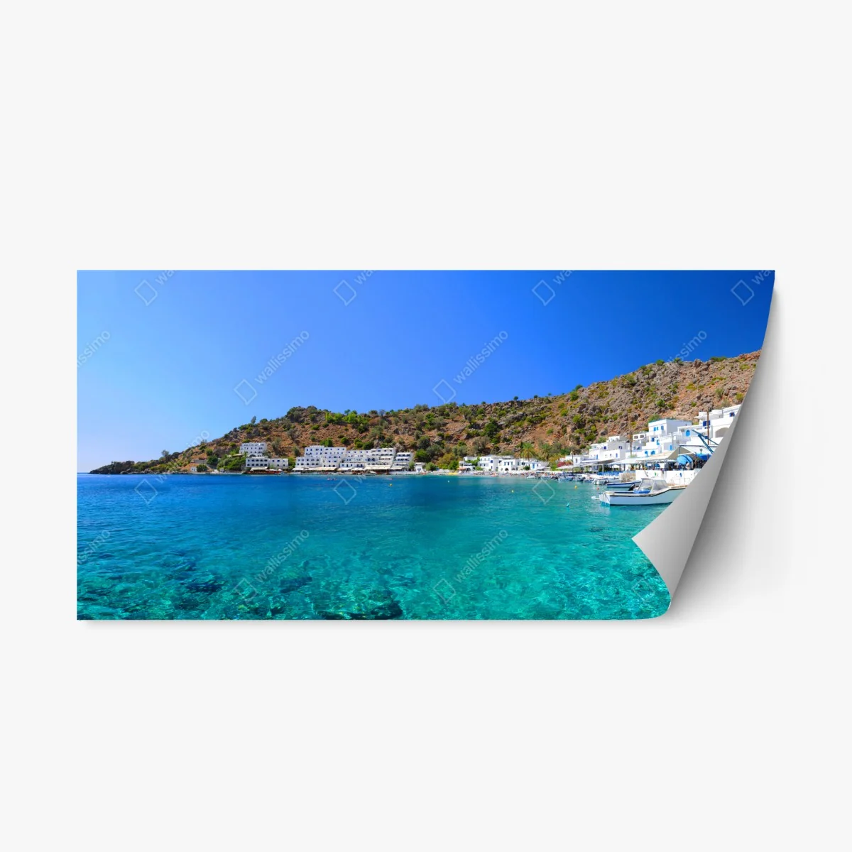 Pegatina reposicionable bahía de aguas turquesas y casas blancas – Pixers® Pegatina reposicionable bahía de aguas turquesas y casas blancas – Pixers®