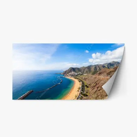 Pegatina reposicionable panorámica costera de Las Teresitas, Tenerife – Pixers®