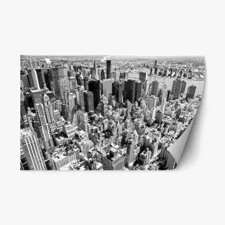 Pegatina reposicionable panorámica aérea de Manhattan, Nueva York en blanco y negro – Pixers®