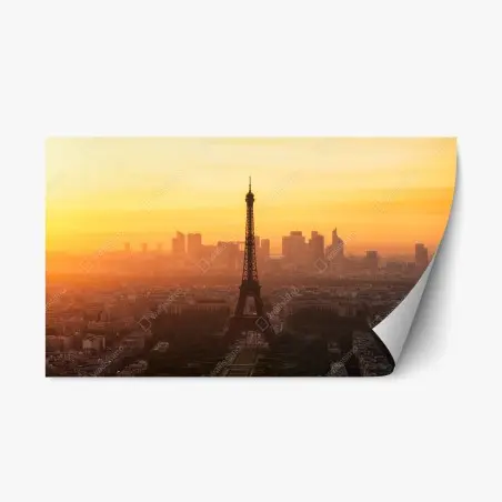 Pegatina reposicionable atardecer dorado sobre la Torre Eiffel – Pixers®