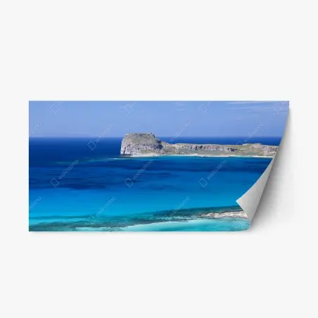 Pegatina reposicionable paisaje costero en tonos turquesa – Pixers®