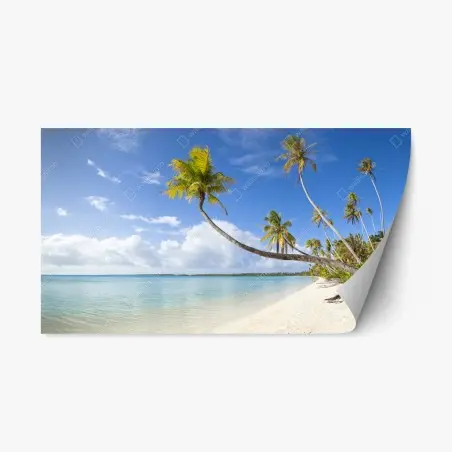Pegatina reposicionable paraíso de palmeras y mar turquesa – Pixers®