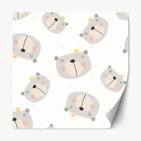 Pegatina reposicionable ositos coronados para habitación infantil