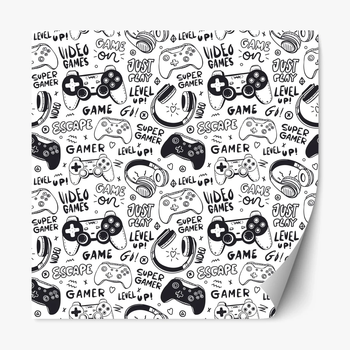 Pegatina reposicionable patrón de videojuegos en estilo doodle blanco y negro – Pixers® Pegatina reposicionable patrón de videojuegos en estilo doodle blanco y negro – Pixers®