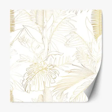 Pegatina reposicionable diseño botánico dorado sobre blanco – Pixers®