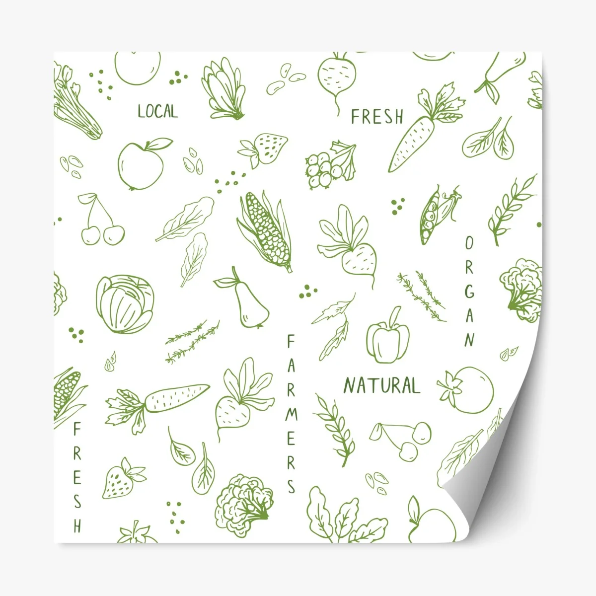 Pegatina reposicionable diseño orgánico de frutas y verduras en trazos verdes – Pixers® Pegatina reposicionable diseño orgánico de frutas y verduras en trazos verdes – Pixers®