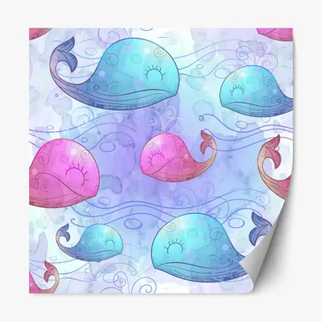 Pegatina reposicionable ballenas acuareladas en tonos pastel para decoración infantil – Pixers®