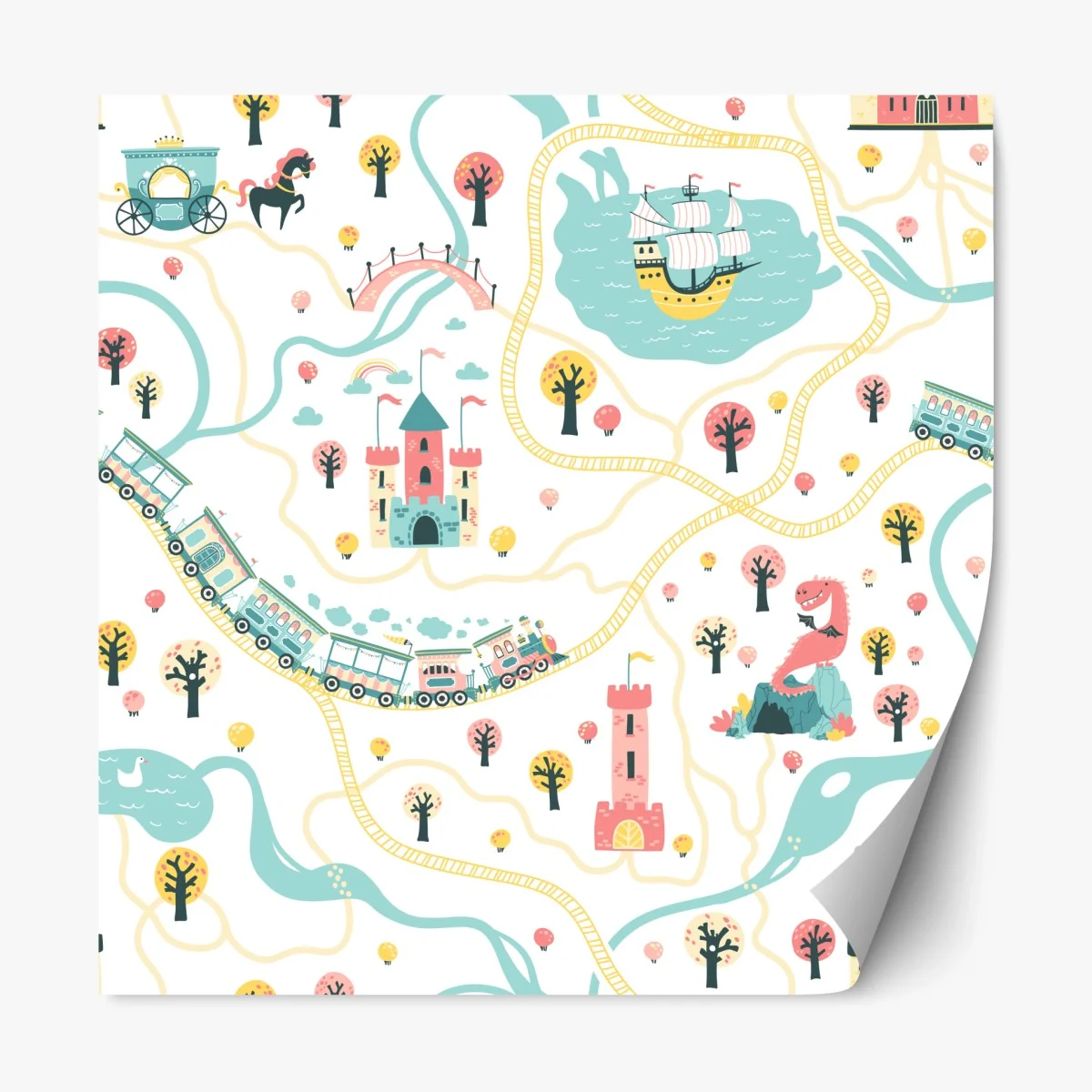 Pegatina reposicionable mapa de cuento de hadas en colores pastel – Pixers® Pegatina reposicionable mapa de cuento de hadas en colores pastel – Pixers®