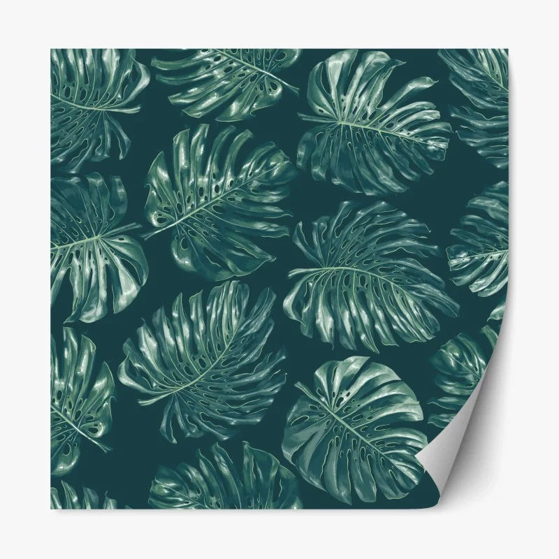 Pegatina reposicionable patrón de hojas de monstera en tonos verdes