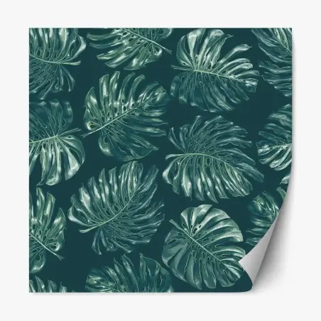 Pegatina reposicionable patrón de hojas de monstera en tonos verdes – Pixers®
