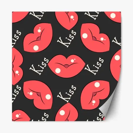 Pegatina reposicionable patrón de labios y besos en tonos rojos – Pixers®