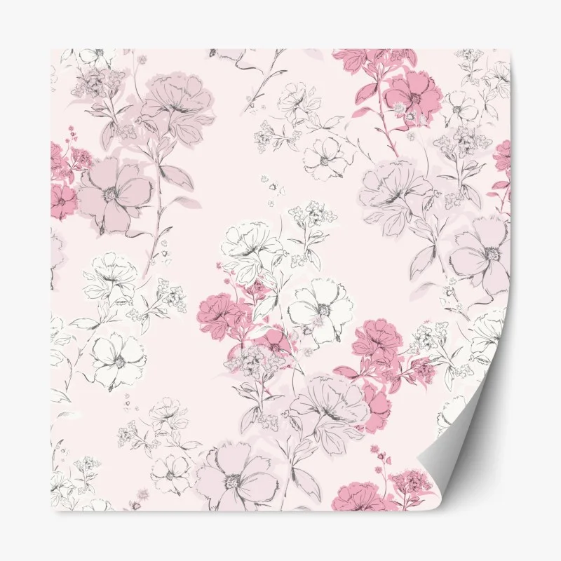 Pegatina reposicionable patrón floral romántico en tonos rosa