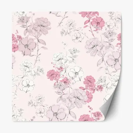 Pegatina reposicionable patrón floral romántico en tonos rosa – Pixers®