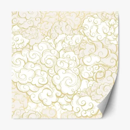 Pegatina reposicionable patrón de nubes doradas estilo ornamental – Pixers®