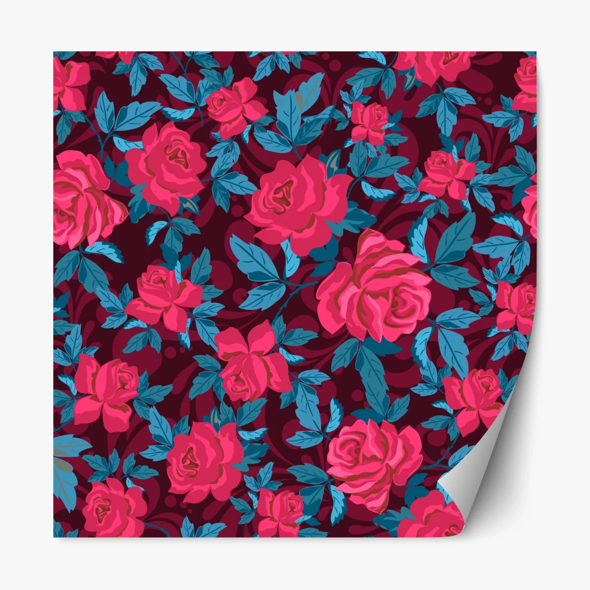 Pegatina reposicionable patrón floral de rosas en tonos burdeos y azul – Pixers® Pegatina reposicionable patrón floral de rosas en tonos burdeos y azul – Pixers®
