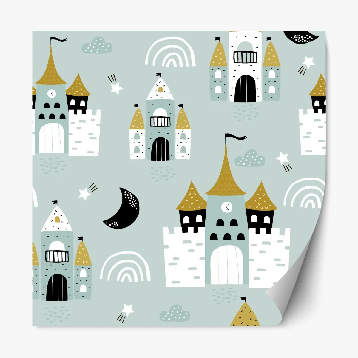 Pegatina reposicionable castillo de ensueño para habitación infantil – Pixers®