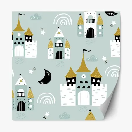 Pegatina reposicionable castillo de ensueño para habitación infantil – Pixers®