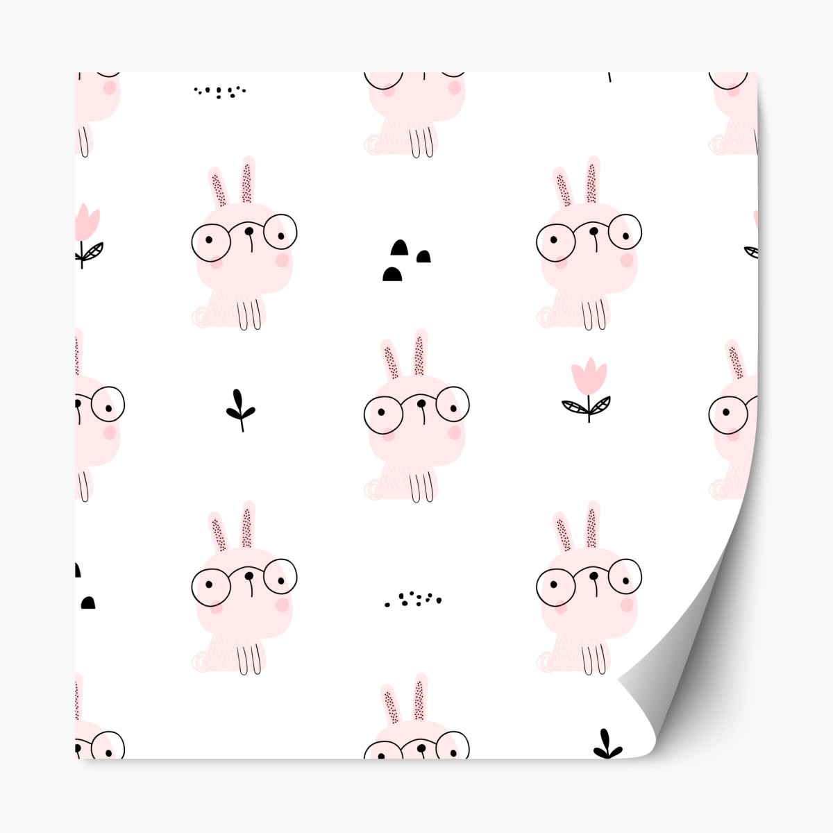 Pegatina reposicionable conejitos con gafas sobre fondo blanco – Pixers®