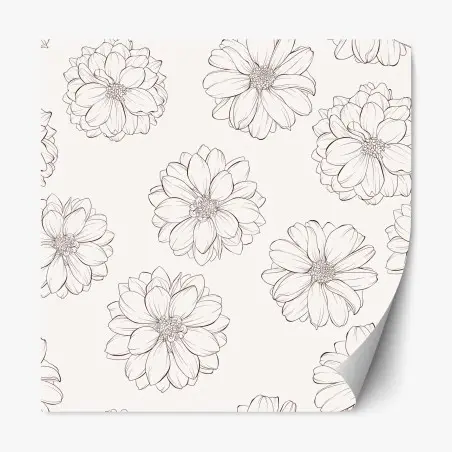Pegatina reposicionable ilustración floral lineal sobre fondo neutro – Pixers®