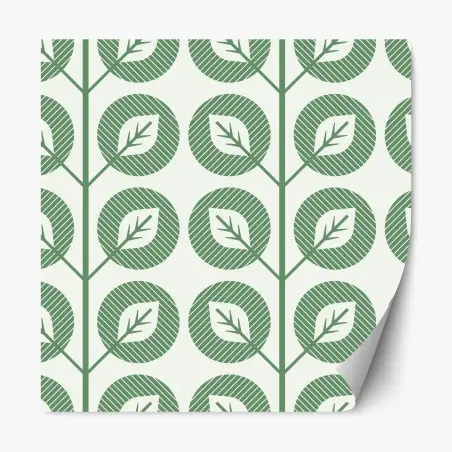 Pegatina reposicionable diseño botánico geométrico en verde – Pixers®