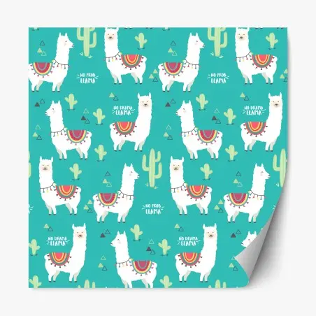 Pegatina reposicionable estampado de llamas bohemias sobre fondo turquesa – Pixers®