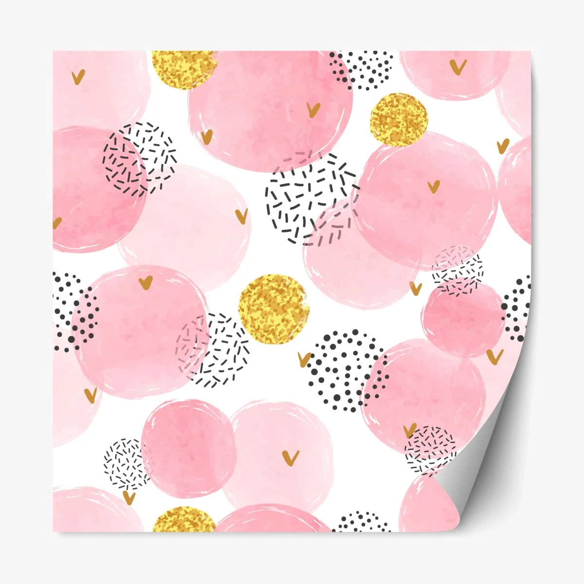 Pegatina reposicionable patrón acuarela rosa con detalles dorados y corazones – Pixers® Pegatina reposicionable patrón acuarela rosa con detalles dorados y corazones – Pixers®