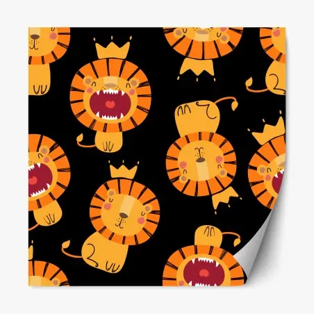 Pegatina reposicionable patrón de leones divertidos para decoración infantil – Pixers®