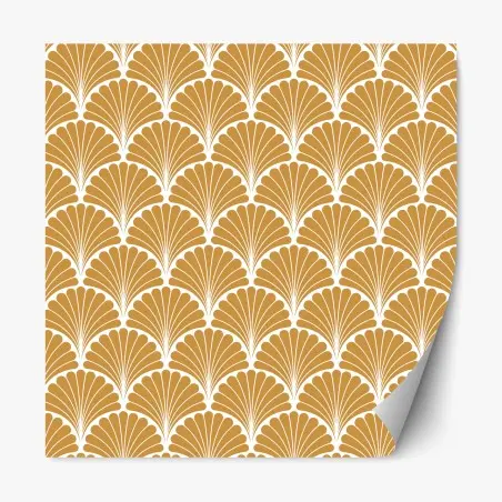 Pegatina reposicionable patrón art déco de conchas doradas – Pixers®